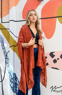 Zig Zag Embroidered Kimono