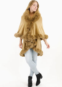 FUR TRIM DOUBLE LAYER WRAP