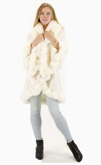 FUR TRIM DOUBLE LAYER WRAP