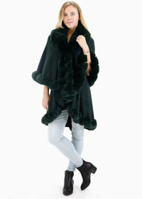 FUR TRIM DOUBLE LAYER WRAP