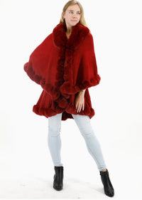 FUR TRIM DOUBLE LAYER WRAP
