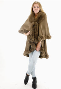 FUR TRIM DOUBLE LAYER WRAP