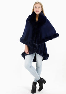 FUR TRIM DOUBLE LAYER WRAP