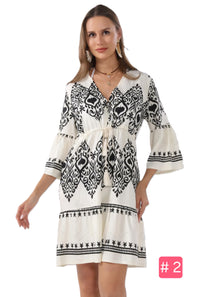 BOHO TASSEL DRAWSTRING DRESS