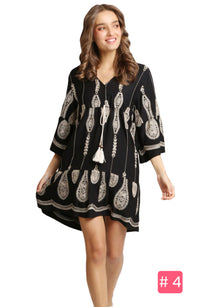 BOHO TASSEL DRAWSTRING DRESS
