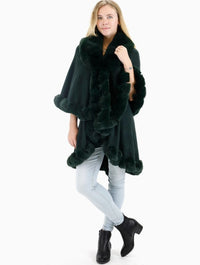 FUR TRIM DOUBLE LAYER WRAP
